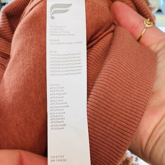 FABLETICS Rust Brown Toffee Summit Sherpa Jacket Zip Up Hoodie Sweatshirt XL Alo - Picture 4 of 9